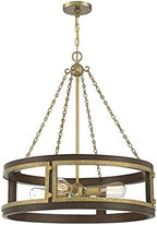 Savoy House 1-1490-4-170 Lakefield Pendant, 4-Light 240 Total Watts, Burnished Brass w/Walnut