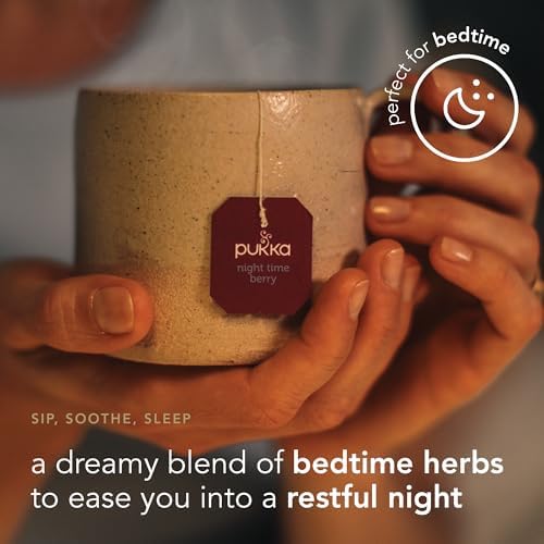 Pukka Organic Night Time Berry Herbal Tea with Chamomile, Echinacea, and Elderberry, Caffeine Free, 20 Total Tea Bags