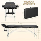 Yaheetech Massage Tables Portable Massage Bed Aluminium Height Adjustable Facial Salon Tattoo Bed with Non-Woven Bag, 22 inch Width Black