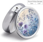 Pill Box Pill Case for Woman Weekly Pill Organizer with 3 Compartments Purple Border Flowers Small Pillbox Pill Container Portable Vitamin Holder Boxes for Travel Medicine Organizer