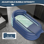 Inflatable Bathtub & Bubble Spa Mat- Portable Hot Tub for Adults, Equipped with a Bubble Math Mat for Massage, Fits Any Bathroom, Foldable Design for Renters/Apartments (65"x33"x26" 220lb)