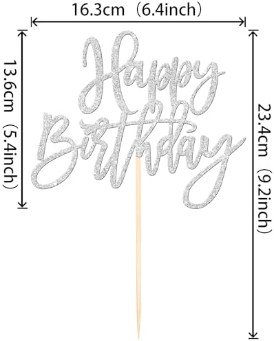 ZHUOWEISM 1 PCS Happy Birthday Cake Topper Glitter Happy Birthday Cake Pick for Celebrating Happy Birthday Anniversary Theme Party Cake Decorations Supplies Silver