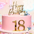 2PCS Happy Birthday 18 Cake Topper, Acrylic Gold Happy 18th Birthday Cake Decoration Cheers to 18 Years Cake Pick Eighteen Hello 18 Fabulous Cake Sign for Party Supplies