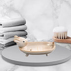 Cabilock Ceramic Soap Dish for Bathroom Kitchen Cute Cartoon Animal Design Soap Holder Dual Drainage for Keys