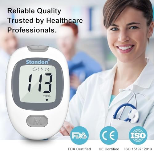 G430 Blood Glucose Monitor Kit, 50 Test Strips & 50 Lancets, 1 Control Solution, 1 Blood Sugar Monitor, 1 Lancing Device, Diabetes Testing Kit, No Coding, Large Display, Glucometer for Home Use