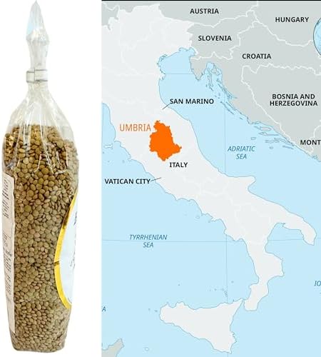 Bartolini Umbrian Lentils 17.6 oz. (500g) (Pack of 4) Dry Lentils from Italy - Perfect for Lentil Soup - Green and Brown - Dried Lenticchie - Umbria Whole