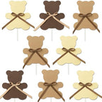 24pcs Bear Cupcake Toppers with Bows LUCKYQUBE Bears Baby Shower Decorations We Can Bearly Wait Cake Cupcake Topper Decoration for Bear Theme Birthday Baby Shower Gender Reveal Party Supplies