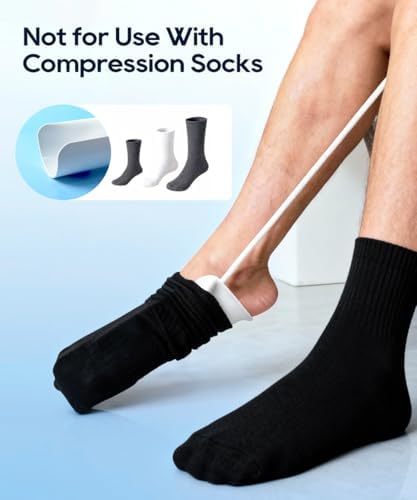 Double Anti-Slip Sock Aids for Putting On Socks with 33" Long Rope, Flexible No Bending Sock Helper for Seniors Daily Living