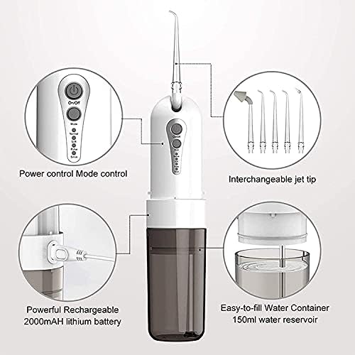 Cordless Water Dental Flosser, Portable Oral Irrigator for Teeth, Braces, Rechargeable & IPX7 Waterproof Teeth Cleaner for Home Travel