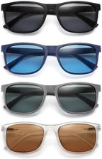 Large Reading Sunglasses Mens Wide Readers Sunglasses +2.00 Lightweight Oversized Sun Readers for Men w/Big Head 4 Pack