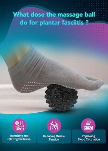 Plantar Fasciitis Night Splint with Massage Ball for Plantar Fasciitis Relief, Comfortable Plantar Fasciitis Brace for Achilles Tendonitis Heal Spur Foot-drop Flat-arch, Free Size for Men and Women - Gray