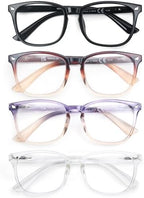 Blue Light Blocking Reading Glasses for Women Stylish Lightweight Square Readers +0.75 Blue Rays Cheaters Glasses 4 Pack w/Spring Hinges Comfortable Fit