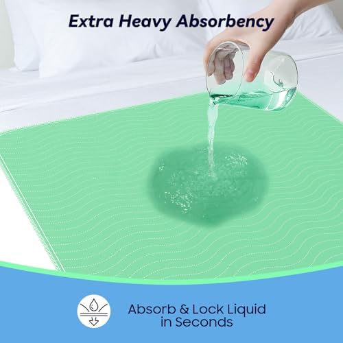 2 Pack 36” x 54” Extra Heavy Absorbency Washable Underpads, Waterproof Nursing Pads Incontinence Bed Pads, Reusable Washable Pee Pads for Dogs, Diaper Changing & Adults, Mattress Protector