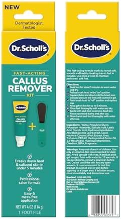 Dr. Scholl's Fast Acting Callus Remover Gel Kit, Hard Skin Removal, Smooth Soft Feet in Minutes, Salon Professional Formula, Mess Free Application, Exfoliating Foot File Pedicure Tool Included