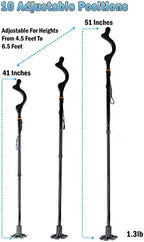 Posture Correction Walking Cane for Men & Women - Special Balancing Stick, 10 Adjustable Heights, Self Standing, Folding, Portable, Collapsible, Comfortable Lightweight