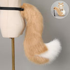 Furry Fox Wolf Tail Animal Costume Accessories Kawaii Faux Fur Tail Cosplay Props for Halloween Dress-up Party
