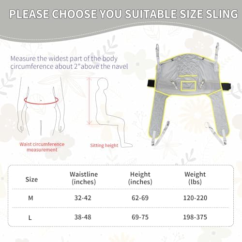 EZ Assistive Universal Hygiene Sling Patient Assist Sling for a Patient Transfer and Toileting with the Aid of a Patient Hoist (Medium)