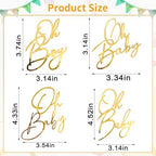 4 Pcs Oh Baby Cake Topper,Gold Acrylic Oh Baby Cake Topper for Celebrating Baby Shower Kids Birthday Party Decoration Supplies