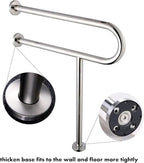LacatohuuToilet Grab Bar with Leg 23.6inch,Anti-Slip Handicap Grab Bars Safety Rails,Stainless Steel Bathroom Support Rail for Seniors,Elderly,Pregnant,Disabled,Shower Grab Bars Supports 350lbs Load