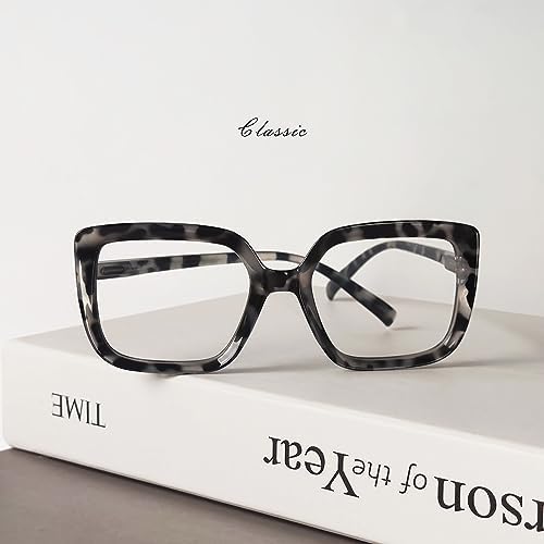 Eyekepper Reading Glasses for Women Large Frame Readers Eyeglasses Oversize - Grey Tortoise +1.75