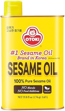 OTOKI 100% Pure Roasted Sesame Oil 1650ml (56 fl oz) – Authentic Korean Toasted Sesame Seed Oil, Deep Nutty Aroma Finishing Oil for Bibimbap, Stir Fry & Marinade