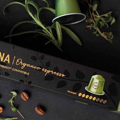Bologna Organic Italian Espresso for Nespresso | 100 Organic Aluminum Capsules | Eco-Friendly Medium Roast | 100% Nespresso Compatible Pods | Fairtrade Coffee