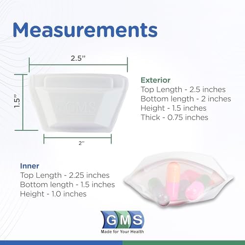 GMS Squeezable Pocket Pill Case - Small, Lightweight Pill Organizer Ideal for Travel - Holds Medicines Securely - Sturdy Design with Easy Fuss-Free Access - 2 Inch Pocket Sized & Discreet - 2 Pack