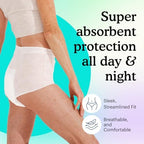 Because Adult Incontinence Underwear for Sensitive Skin - Women - Premium Overnight Disposable Briefs, Anti Odor - White, Large - Absorbs 6 Cups - 14 Count (Pack of 1)
