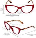 Classic Cateye Reading Glasses for Women – Retro Butterfly Frame, Blue Light Blocking Readers, HD Lens, Spring Hinge