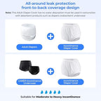 Adult Diaper Cover for Incontinence Noiseless Leakproof Underwear for Incontinence Reusable Adult Incontinence Underpants for Men and Women Comfortable All-Day Protection