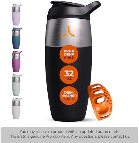 32oz Stainless Steel Protein Shaker Bottle – Leak-Proof Metal Shaker Cup with Snap-Fit Agitator for Smooth, Clump-Free Shakes – BPA-Free, Odor Resistant, Easy to Clean