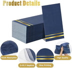 Tamone 100PCS 3-Ply Navy Blue Napkins - Premium Quality Disposable Napkins Soft and Absorbent for Wedding Party Birthday