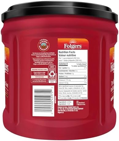 Folgers Classic Roast Medium Dark Roast, Ground Coffee, 816g Canister