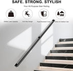 7FT Stair Railing Indoor, Black Metal Wall Mounted Handrail for Stairs, 500lbs Load Capacity Industrial Pipe Hand Rails for Indoor Stairs/Outdoor Use/Home/Loft/Porch/Deck, Rust-Resistant (Iron 7FT)