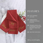 Elrene Home Fashions Holiday Sentiments Seasonal Sayings Cloth Dinner Napkins, Set of 4, 17 Inches by 17 Inches, Red