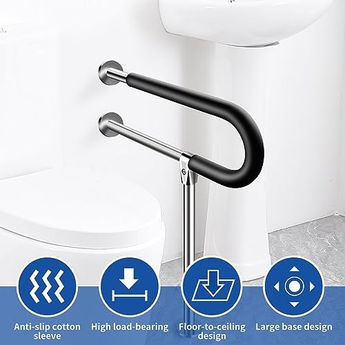 Stainless Steel Handicap Grab Bars Rails 23.6 Inch Toilet Handrails Bathroom Safety Bar Support Rail for Seniors Elderly Disabled Mounted Bath Grips (Stainless Steel, 23.6 Inch)