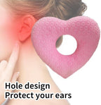 Piercing Pillow for Side Sleepers, Ear Piercing Pillow with Pressure Relief Hypoallergenic Ear Protection Cushion for Sleeping,Aftercare Recovery Heart-Shaped Pillow with Holes for Ear Pain(Pink)