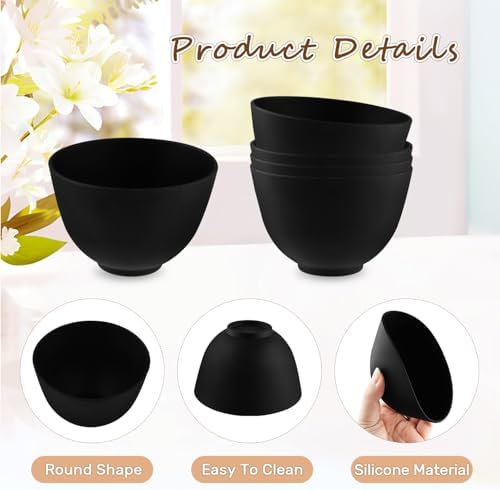 8 Pcs Silicone Facial Mask Mixing Bowl Face Mask Bowl for Women Cosmetic Mixing DIY Skin Care - Black