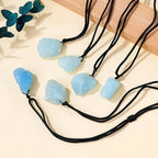 Erliway 1.2" Raw Stone Necklace for Women Men, Natural Rough Gemstone Crystal Pendant Necklace, Adjustable Healing Crystal Necklace Pendant with Hand-Woven Rope