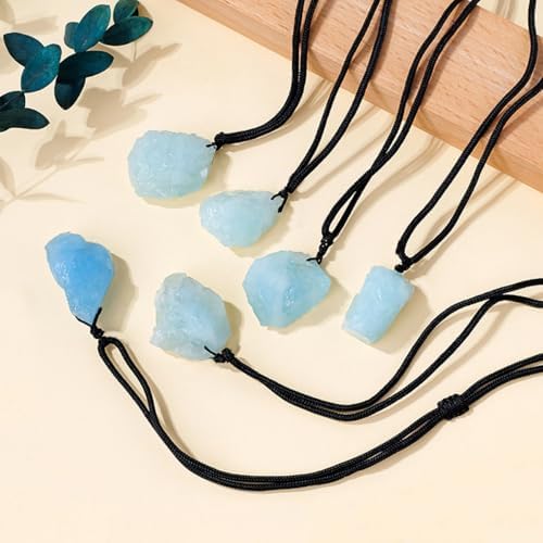 Erliway 1.2" Raw Stone Necklace for Women Men, Natural Rough Gemstone Crystal Pendant Necklace, Adjustable Healing Crystal Necklace Pendant with Hand-Woven Rope