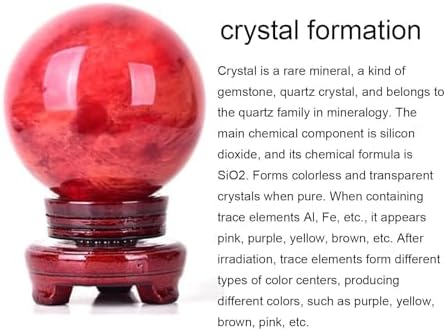 VIDECOR Red Crystal Ball with Stand - Red Obsidian Ball - Natural Smelting Quartz Crystal Gemstone Ball Sphere for Meditation Healing Feng Shui Divination Sphere Home Decoration Gift,1.96in