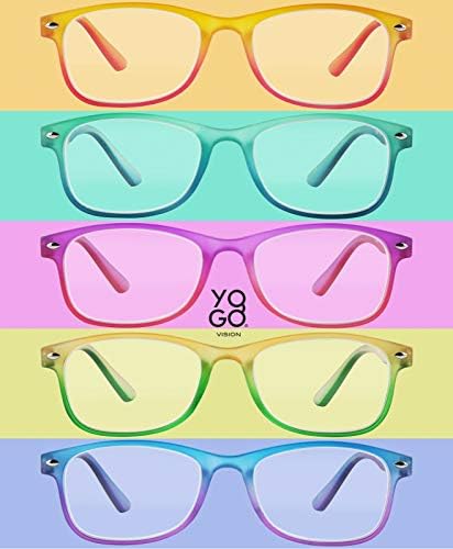 Yogo Vision Blue Light Reading Glasses for Men and Women Two Tone Havana Rectangle Readers Set of 5