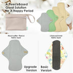 wegreeco 6 Pcs Reusable Menstrual Pads, Ultra Absorbent Cloth Pads for Heavy Flow, Sanitary for Teens, Women, Nonslip Panty Liners + Bag (Mustard Yellow, Grey, Beige, Rose Gold Outer, Mixed Sizes)