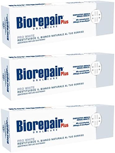 Biorepair Pro White Daily Toothpaste - 2.54 Fluid Ounces (75ml) Tubes (Pack of 3) [ Italian Import ]