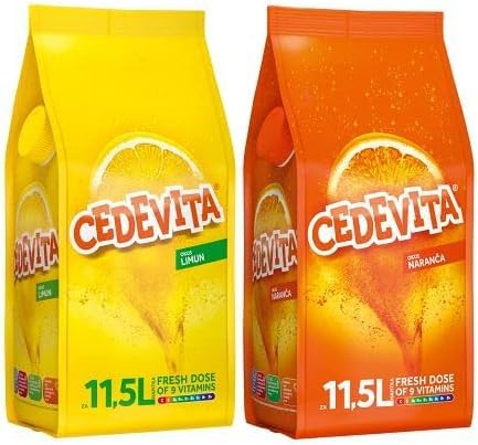Cedevita Lemon/Orange (limun/narandza) 9 vitamins, instant powder vitamin drink mix 2 x 900 g, makes 23 L juice non-alcoholic energy drink packets