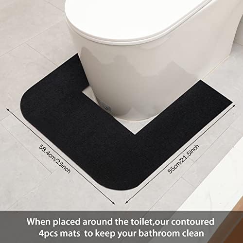 Nuanchu 6 Pieces Commode Mats for Odor Eliminating Urinal Pee Pads Toilet Floor Mat Urine for Bathroom Restroom Floor, Black Gray