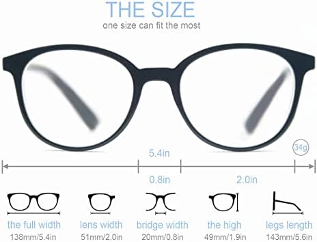 MODFANS Women Reading Glasses Blue Light Blocking 0.75 Men Readers Spring Hinges,Anti Glare UV Eyestrain,Large Round Frame Computer Eyeglasses Women