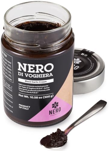NERO FERMENTO Italian Black Garlic Cream (Voghiera, Italy), DOP, 60-Day Aged, 10.58 oz (300 g), Ready-to-Use Fermented Black Garlic Spread, Deep Umami with Subtle Balsamic Sweetness.