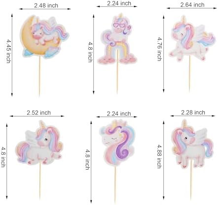 24Pcs Unicorn Cupcake Toppers Rainbow Moon Cloud Birthday Party Supplies Cute Unicorn Cupcake Picks for Girls Baby Birthday Party Decorations