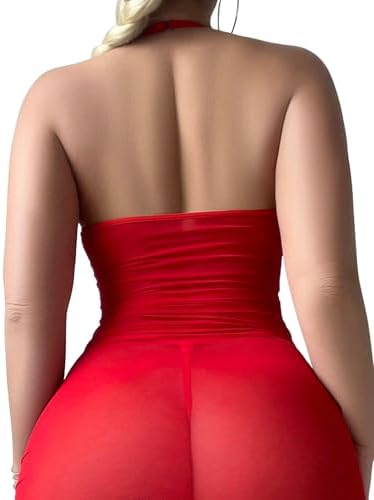 Sexy Chain Sheer Mesh Ruched Bodycon Mini Lingerie Dress with Thong 2 Piece Set Outfits